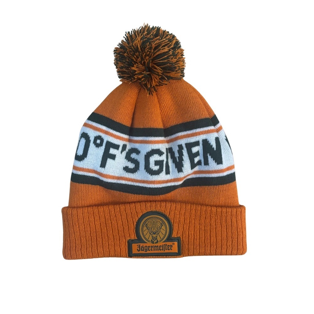 Jagermeister Orange and Black Pom Beanie